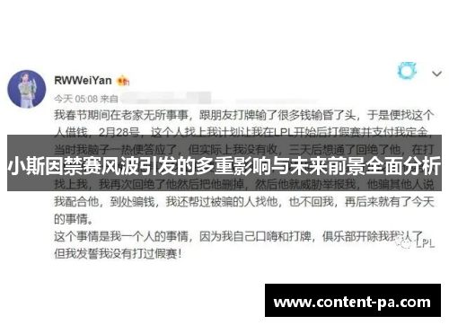 小斯因禁赛风波引发的多重影响与未来前景全面分析