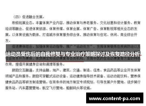 运动员受伤后的自我修复与专业治疗策略探讨及恢复路径分析